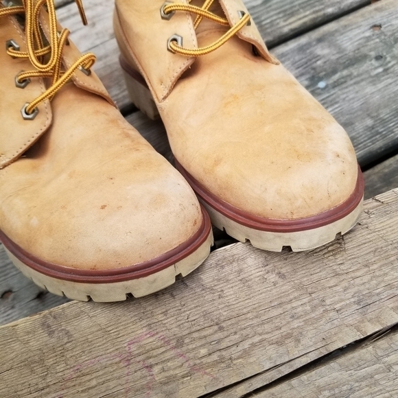Timberland Wheat Nubuck Leather Faux Fur Trimmed Lace-up Work Utility Boots 8.5 - Picture 5 of 6